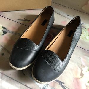 Black Leather Olukai Flats
